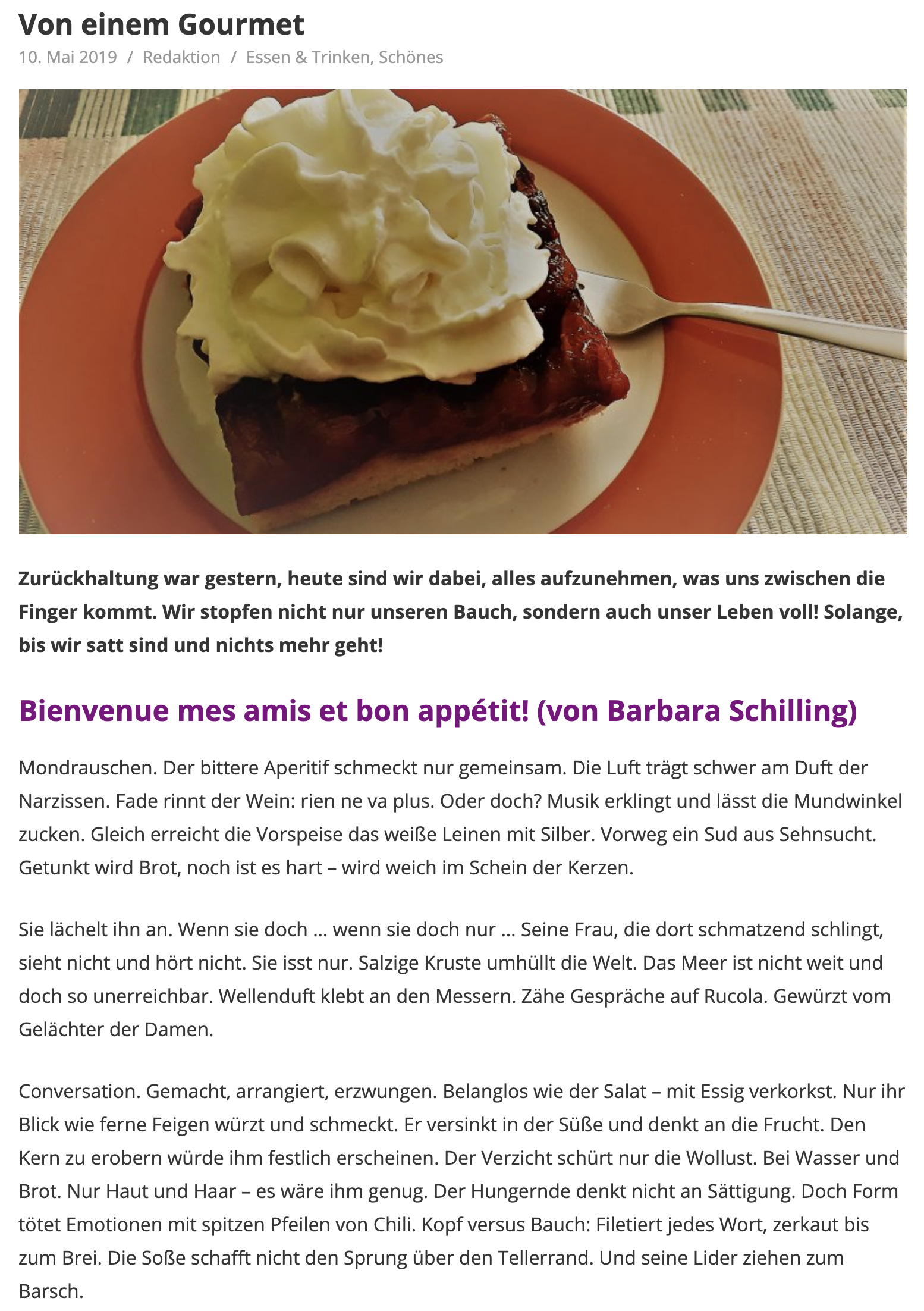 Mein Beitrag im Magazin … es geht um Genuss ;-)